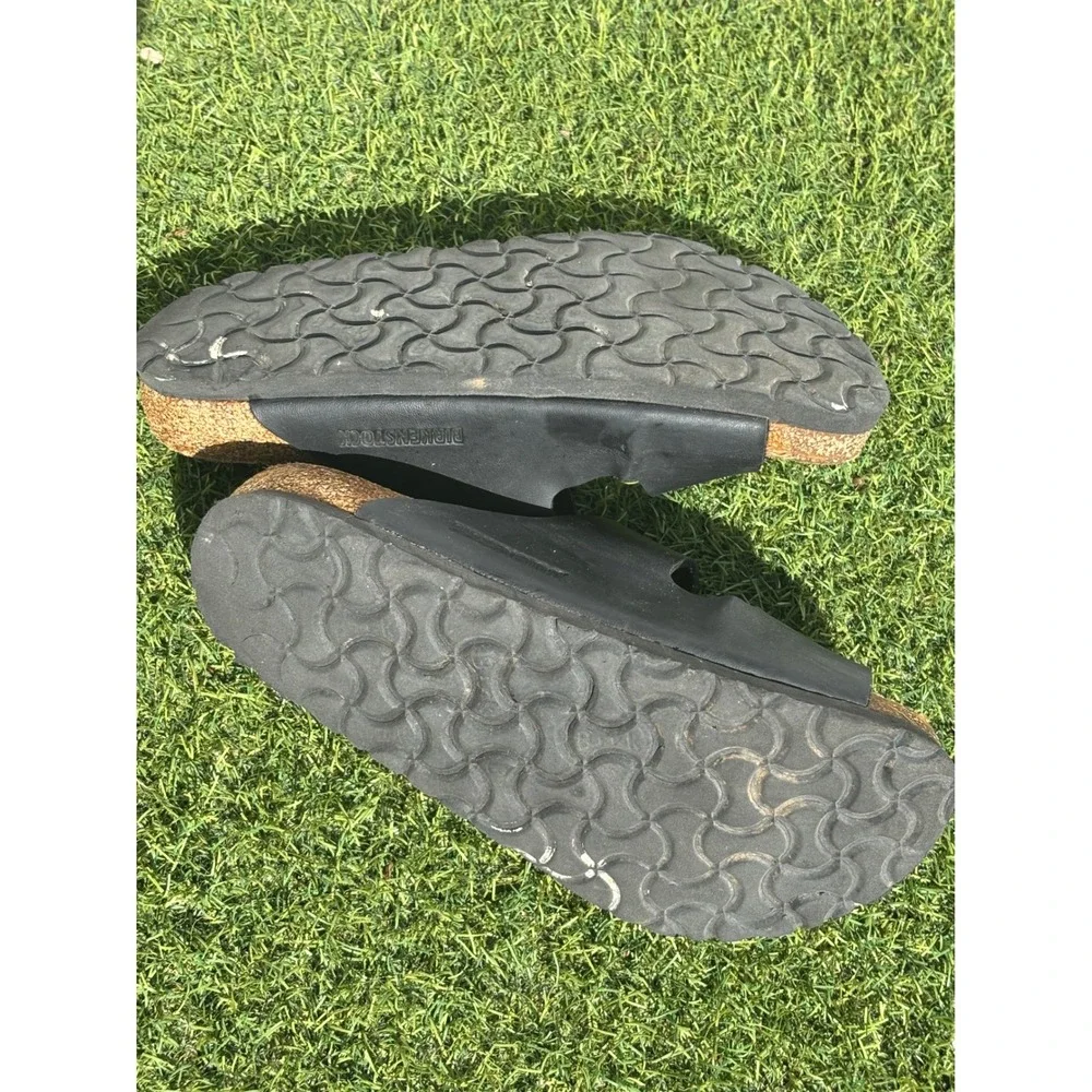 Birkenstock Arizona Black Birko-Flor Two Strap Slide Sandals Womens 7.5